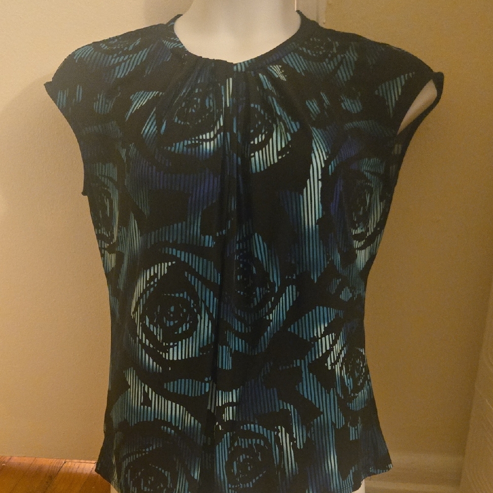 Worthington Green Fitted Graphic Blouse